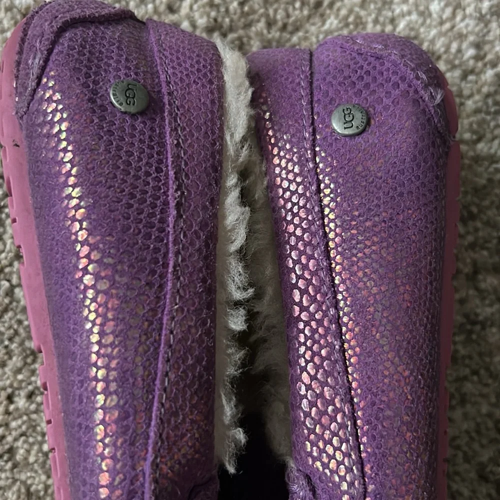 Purple UGGS Faux-Snakeskin Fuzzy Lined Moccasin Slippers